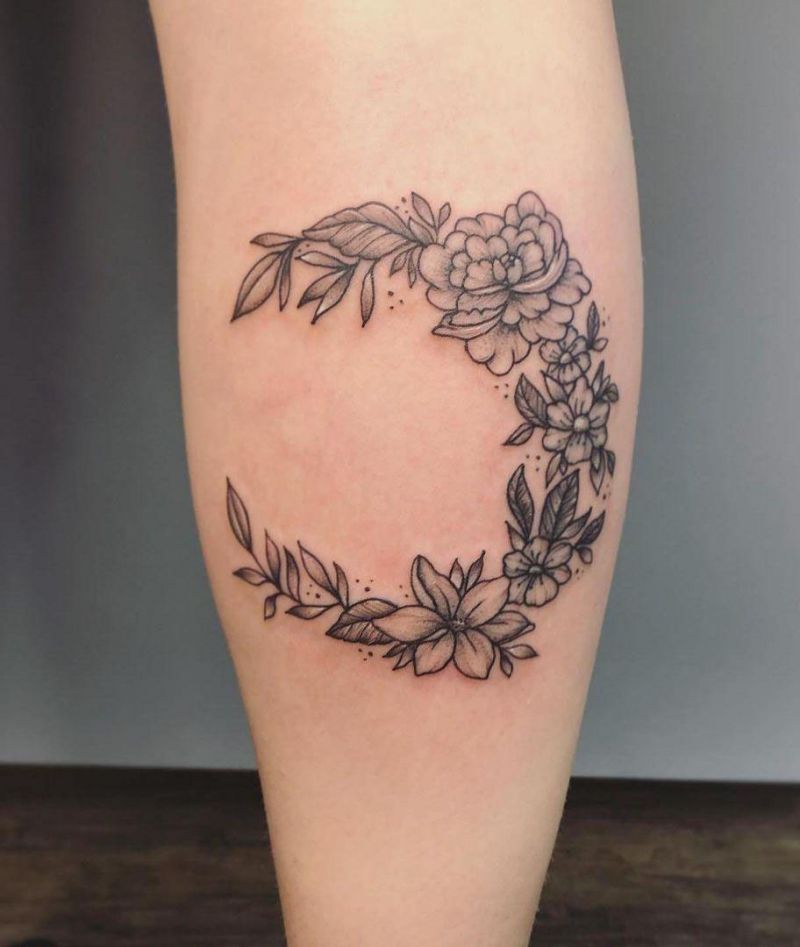 30 Pretty Floral Moon Tattoos Light Up Your Life