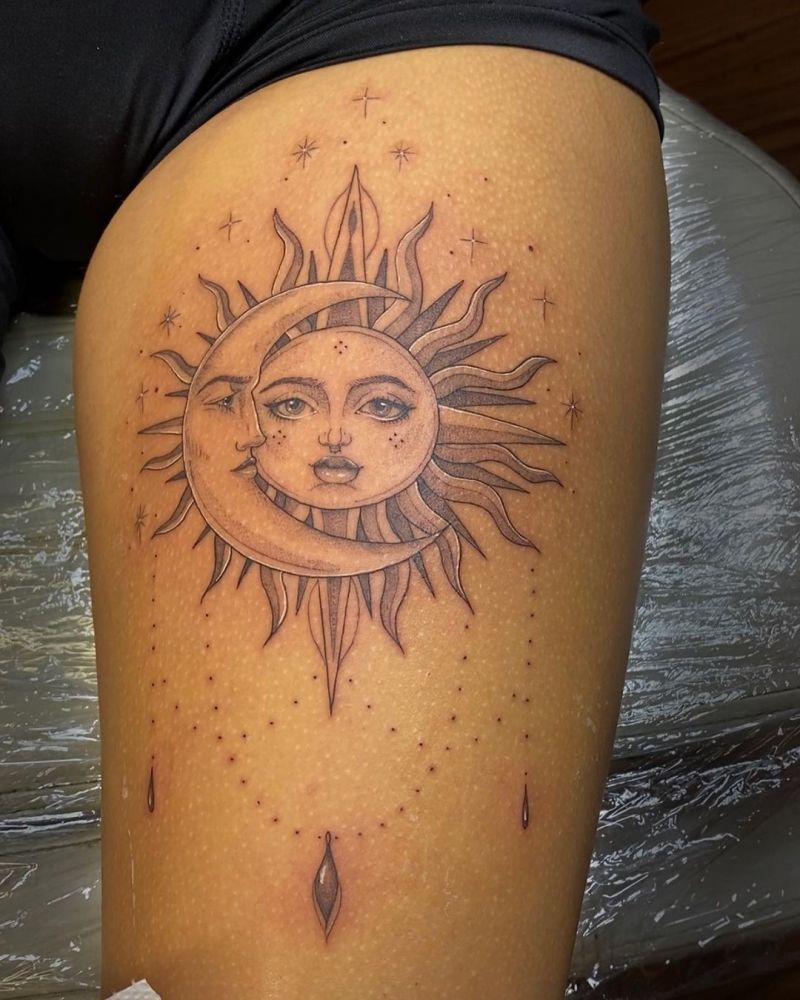 30 Pretty Sun and moon Tattoos Show Your Temperament