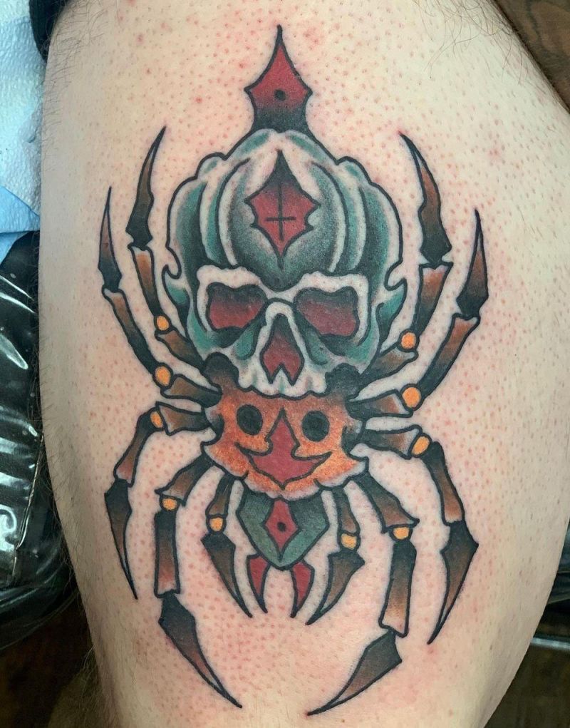 30 Pretty Skull Spider Tattoos You Must Try