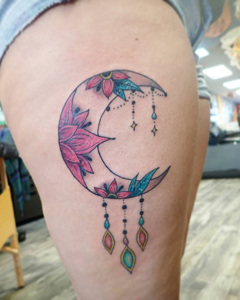 30 Pretty Mandala Moon Tattoos You Will Love