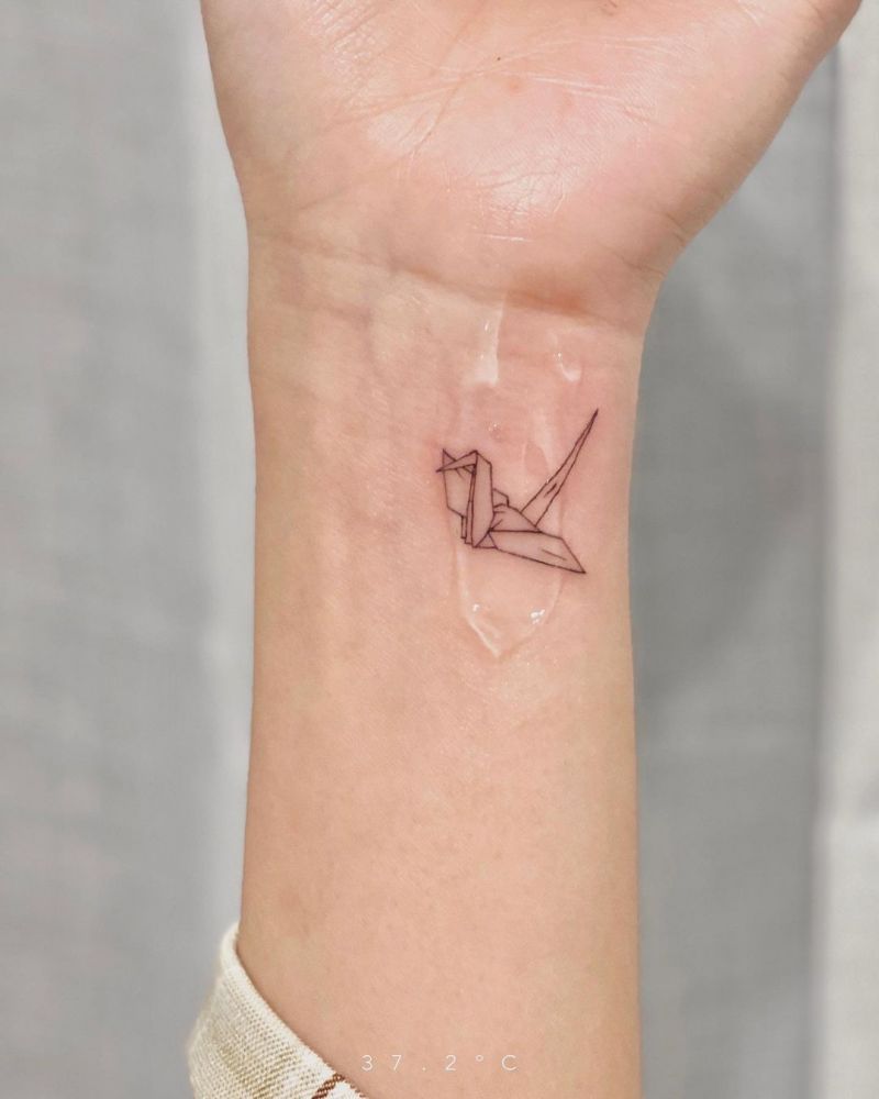 30 Pretty Paper Crane Tattoos Make Your Dream Come True