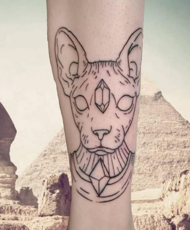 30 Pretty Sphinx Cat Tattoos to Inspire You