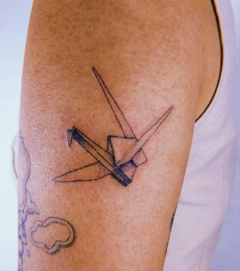 30 Pretty Paper Crane Tattoos Make Your Dream Come True