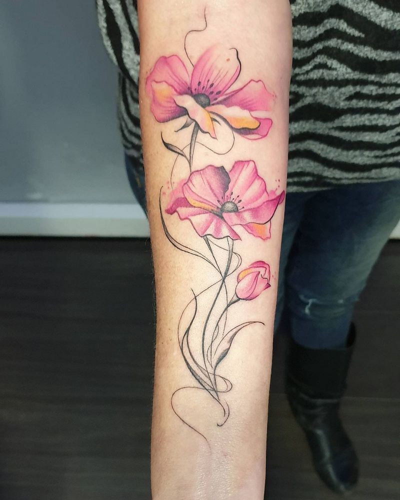 30 Pretty Watercolor Flower Tattoos You Will Love
