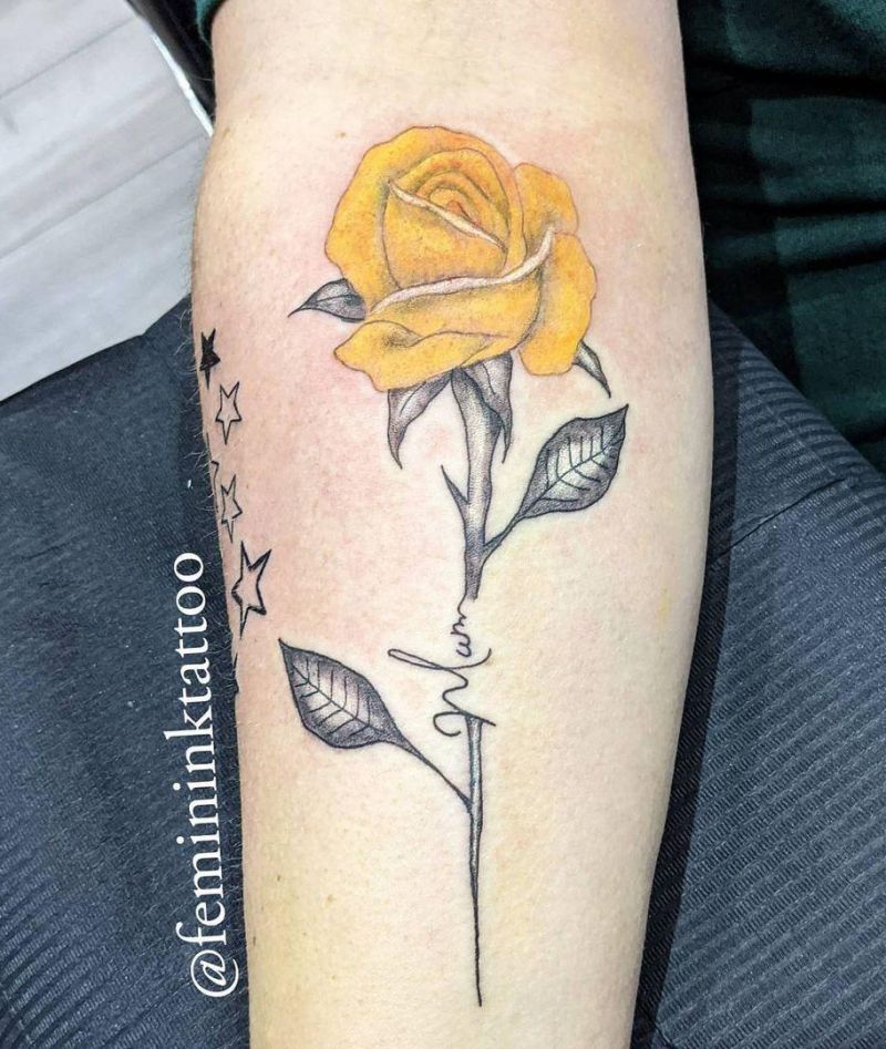 30 Pretty Yellow Rose Tattoos Make You Elegant and Beautiful