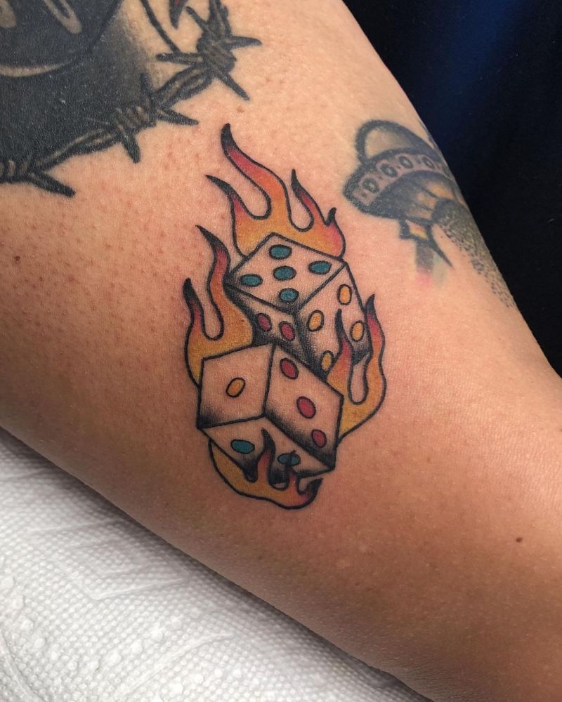 30 Pretty Dice Tattoos Hope to Bring You Luck