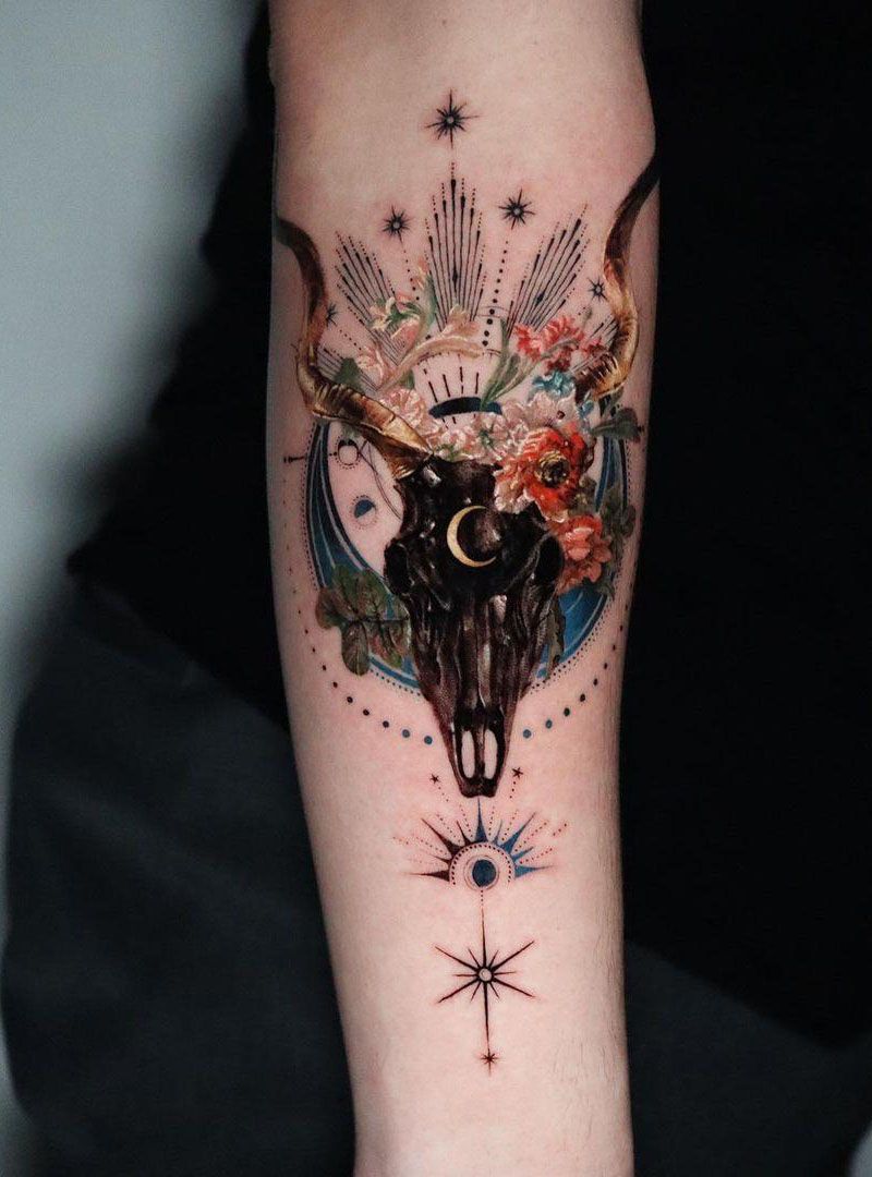 30 Pretty Goat Skull Tattoos You Must Try