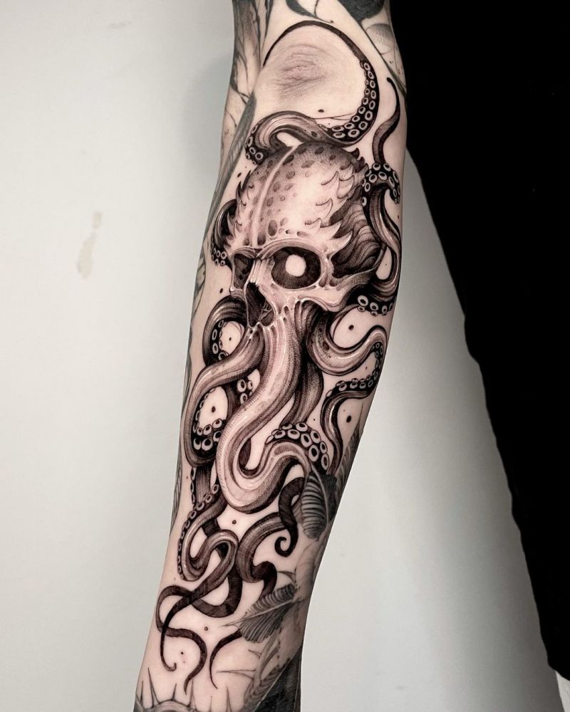 30 Pretty Octopus Skull Tattoos You Will Love