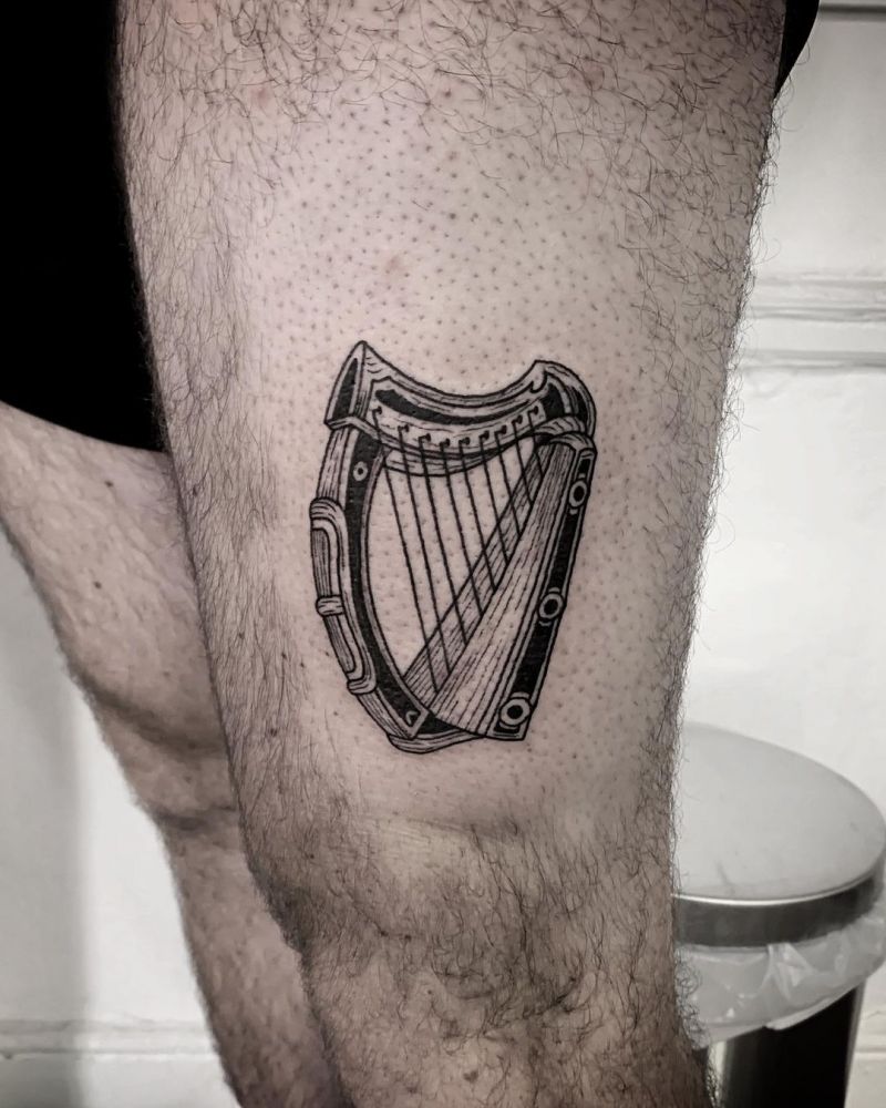 30 Pretty Harp Tattoos You Will Love