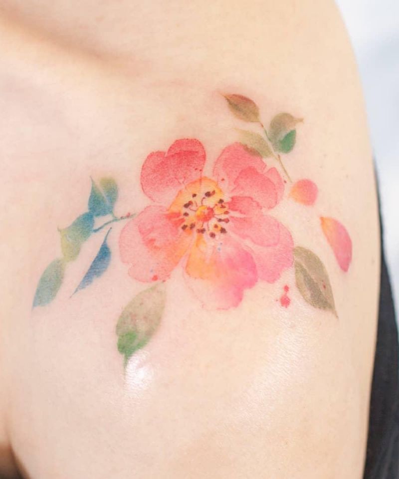 30 Pretty Watercolor Flower Tattoos You Will Love