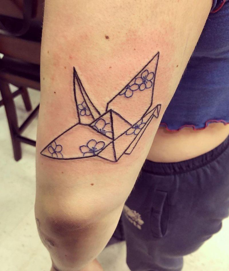 30 Pretty Paper Crane Tattoos Make Your Dream Come True