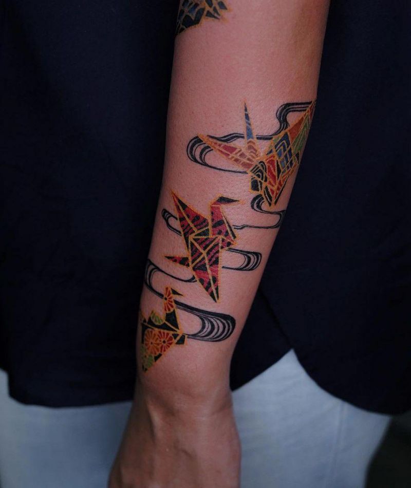 30 Pretty Paper Crane Tattoos Make Your Dream Come True