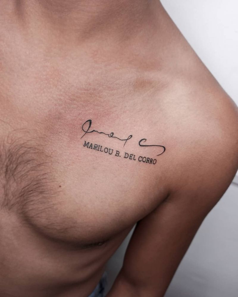 30 Pretty Signature Tattoos You Will Love