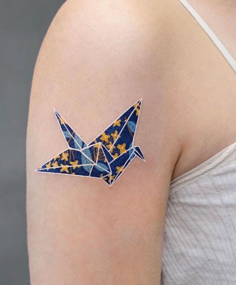 30 Pretty Paper Crane Tattoos Make Your Dream Come True