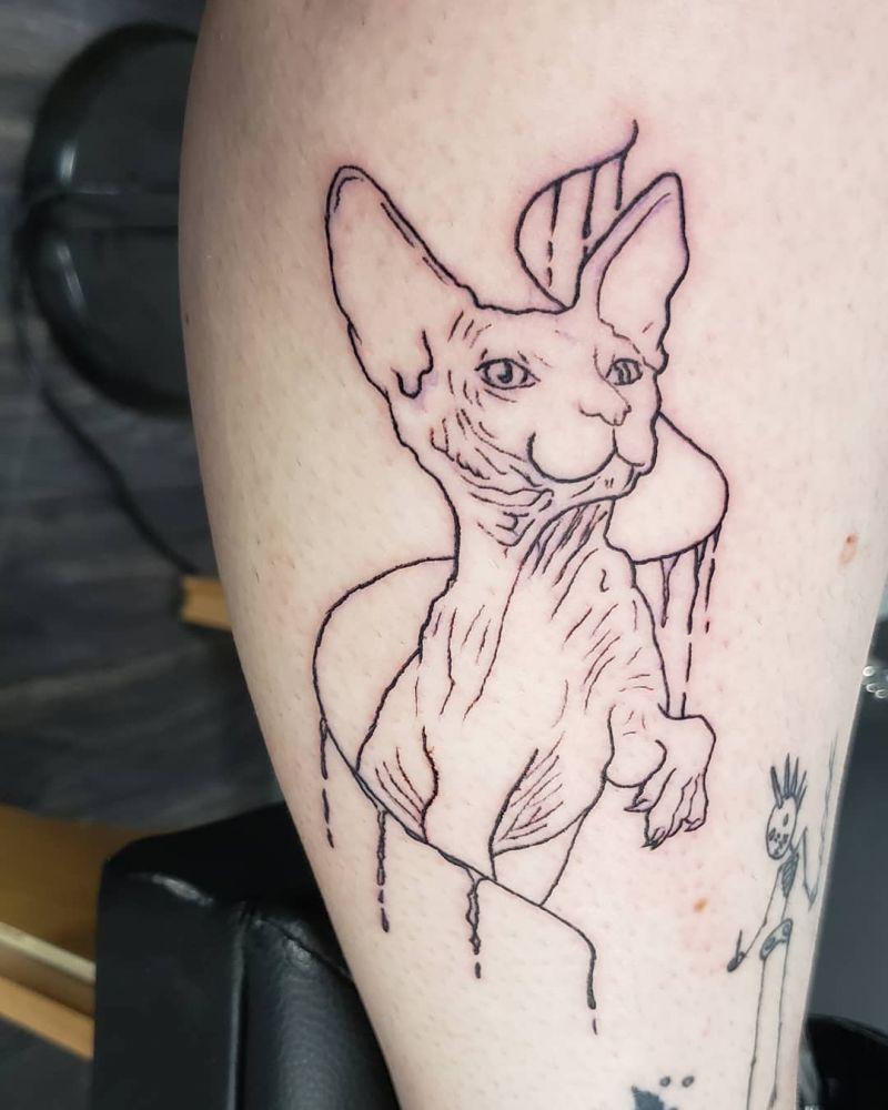 30 Pretty Sphinx Cat Tattoos to Inspire You