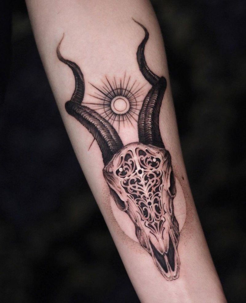 30 Pretty Goat Skull Tattoos You Must Try