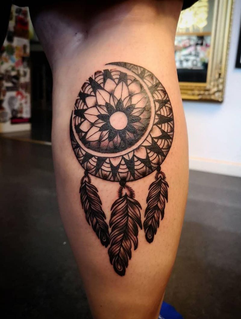 30 Pretty Mandala Moon Tattoos You Will Love