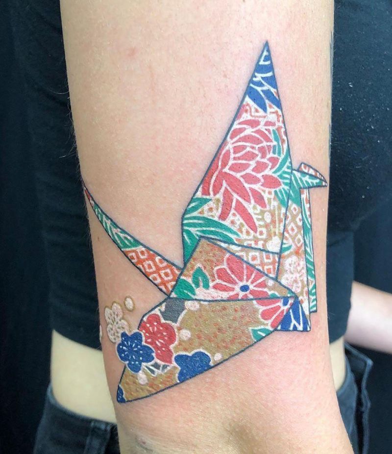 30 Pretty Paper Crane Tattoos Make Your Dream Come True