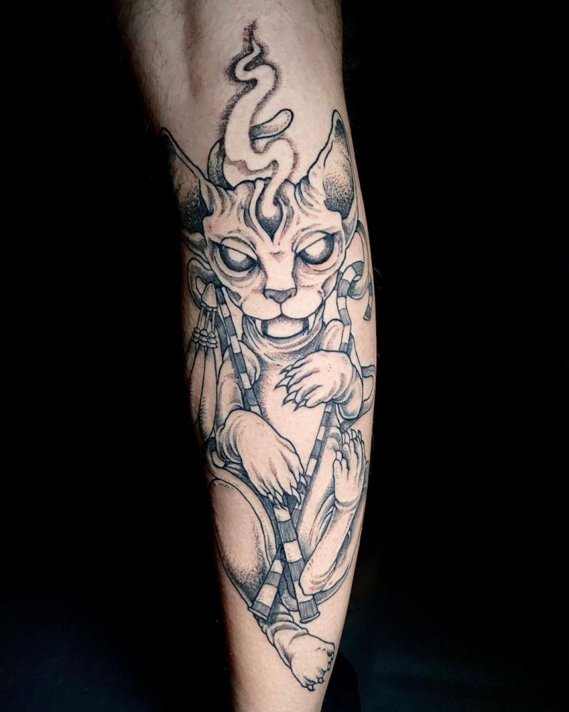 30 Pretty Sphinx Cat Tattoos to Inspire You