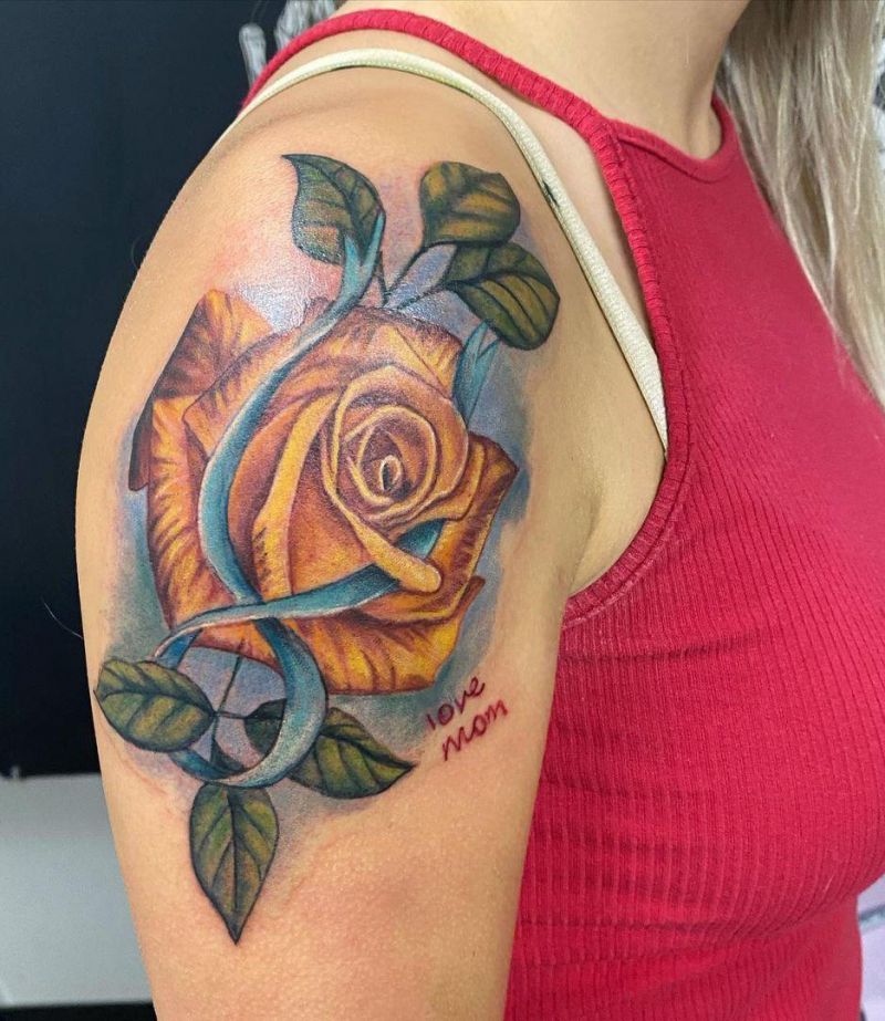 30 Pretty Yellow Rose Tattoos Make You Elegant and Beautiful