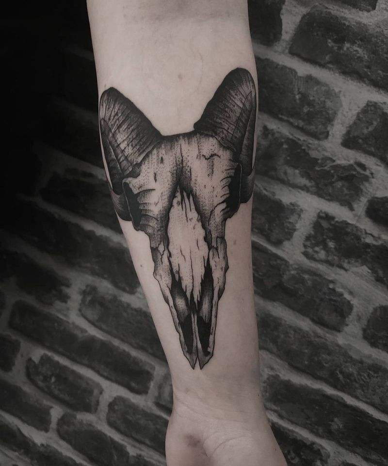 30 Pretty Goat Skull Tattoos You Must Try