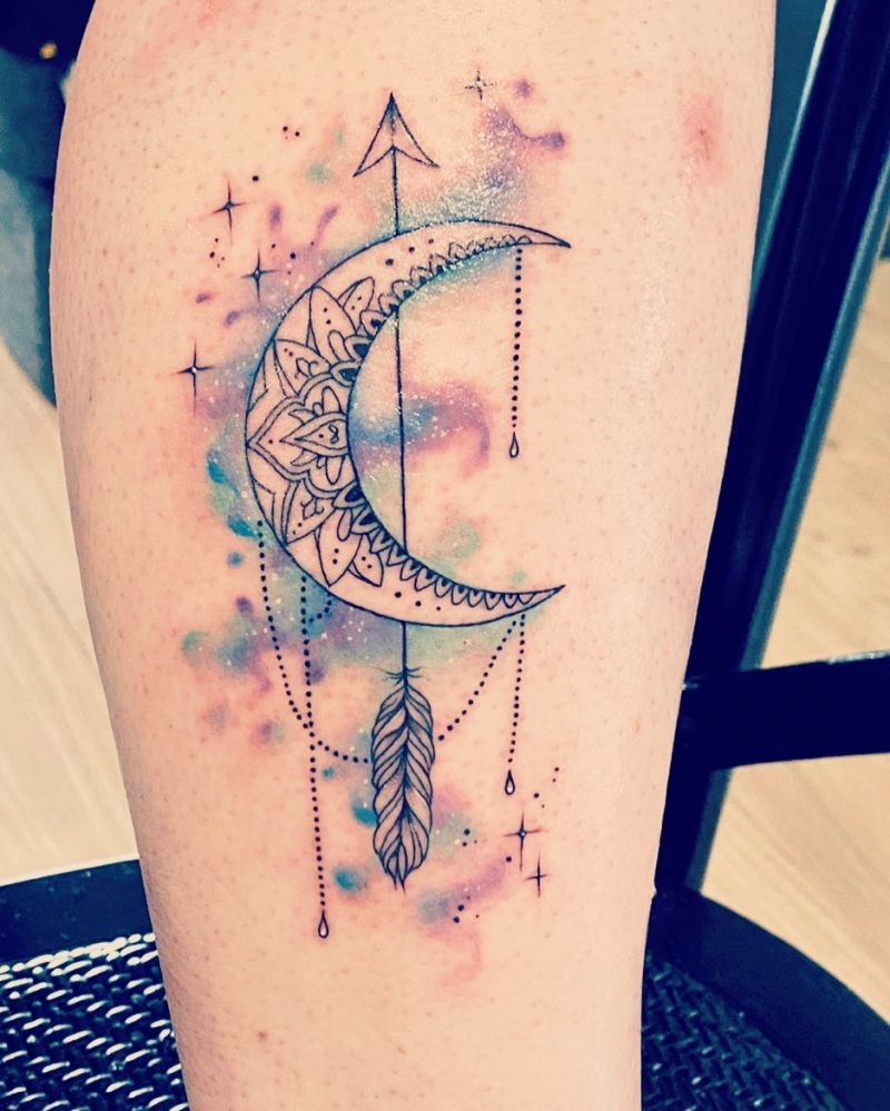 30 Pretty Mandala Moon Tattoos You Will Love