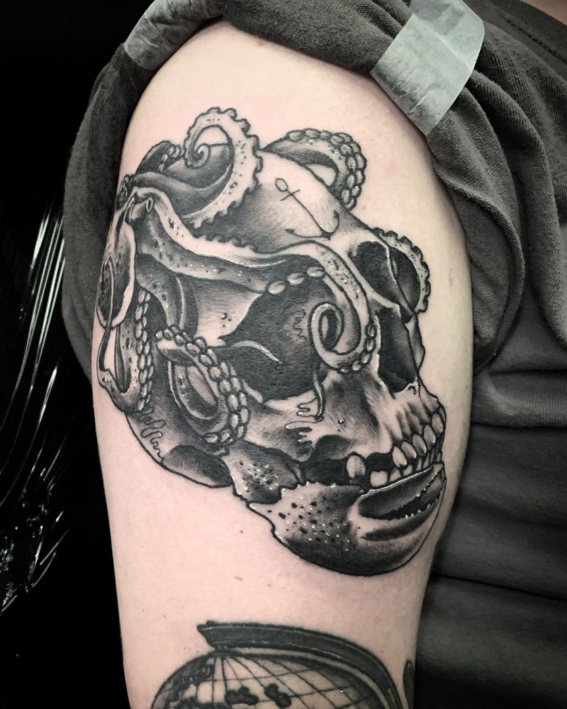 30 Pretty Octopus Skull Tattoos You Will Love