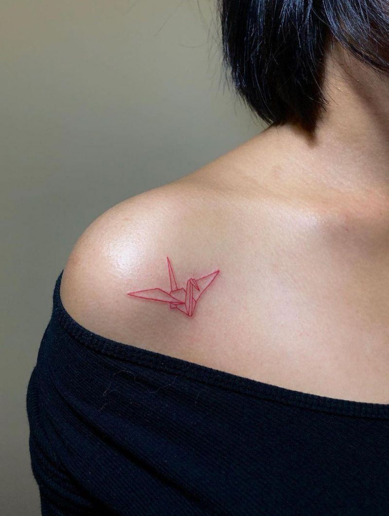 30 Pretty Paper Crane Tattoos Make Your Dream Come True