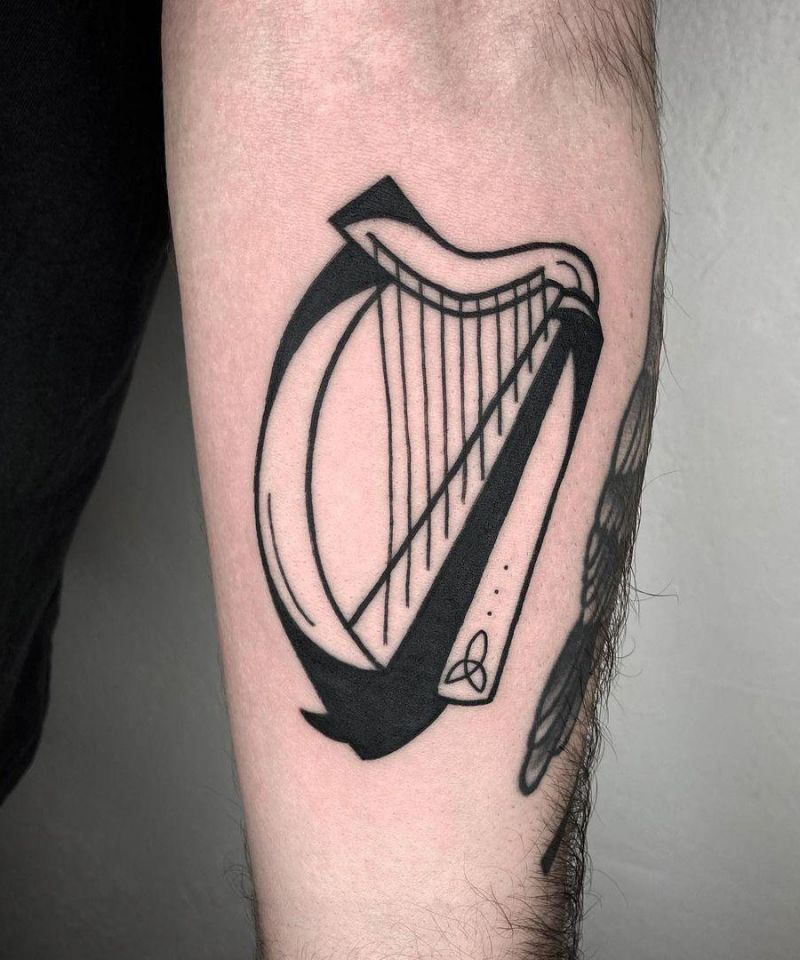 30 Pretty Harp Tattoos You Will Love