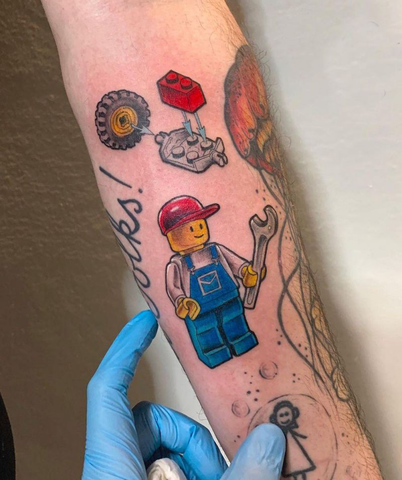 30 Pretty Lego Tattoos to Inspire You