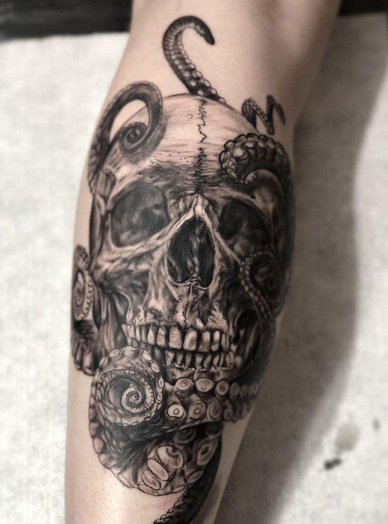 30 Pretty Octopus Skull Tattoos You Will Love