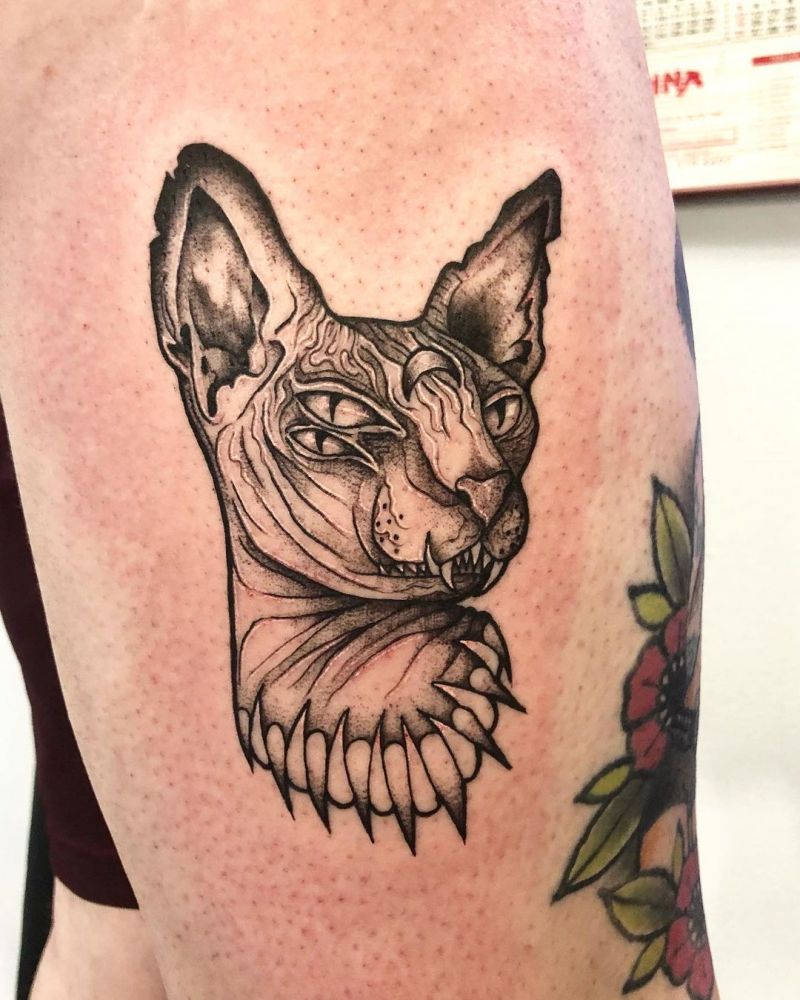 30 Pretty Sphinx Cat Tattoos to Inspire You