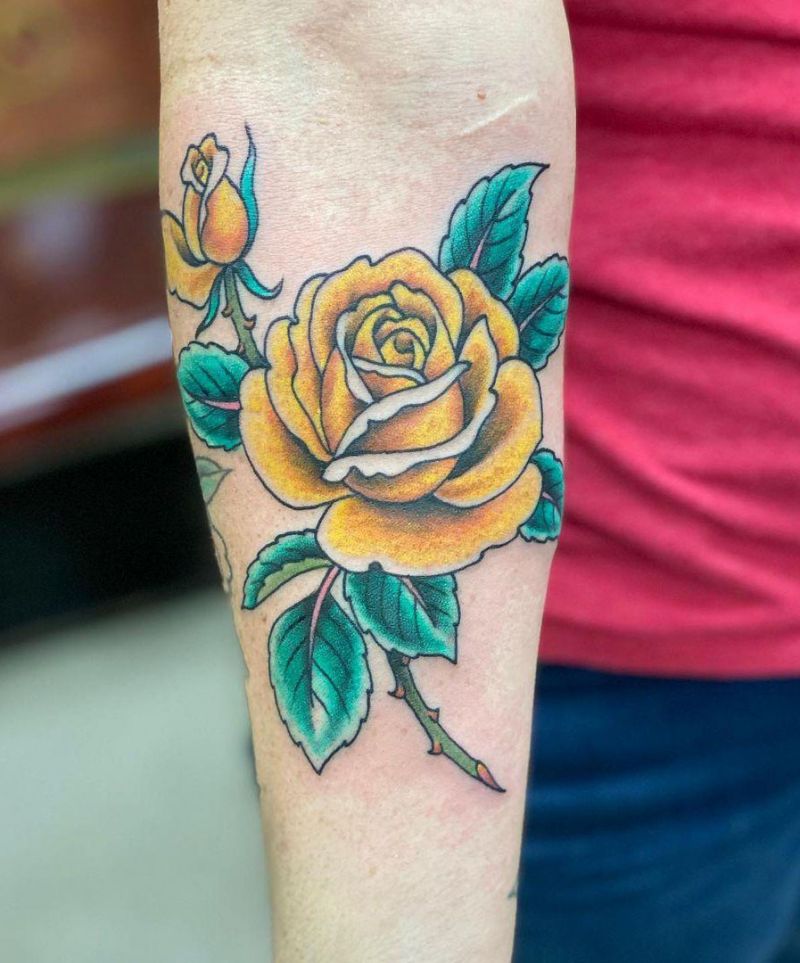 30 Pretty Yellow Rose Tattoos Make You Elegant and Beautiful