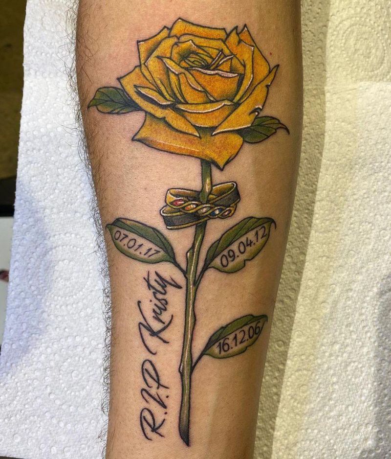 30 Pretty Yellow Rose Tattoos Make You Elegant and Beautiful