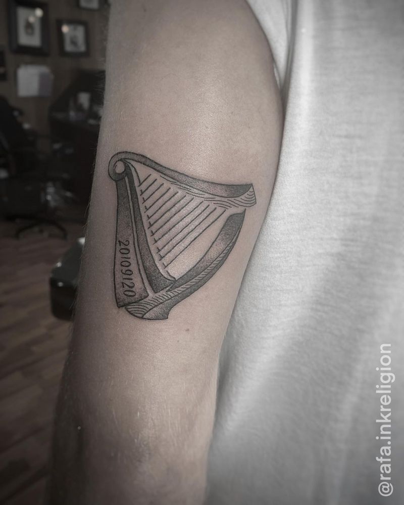 30 Pretty Harp Tattoos You Will Love