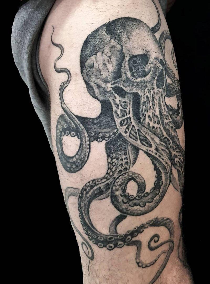 30 Pretty Octopus Skull Tattoos You Will Love