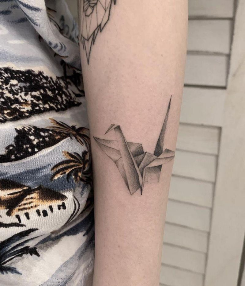 30 Pretty Paper Crane Tattoos Make Your Dream Come True