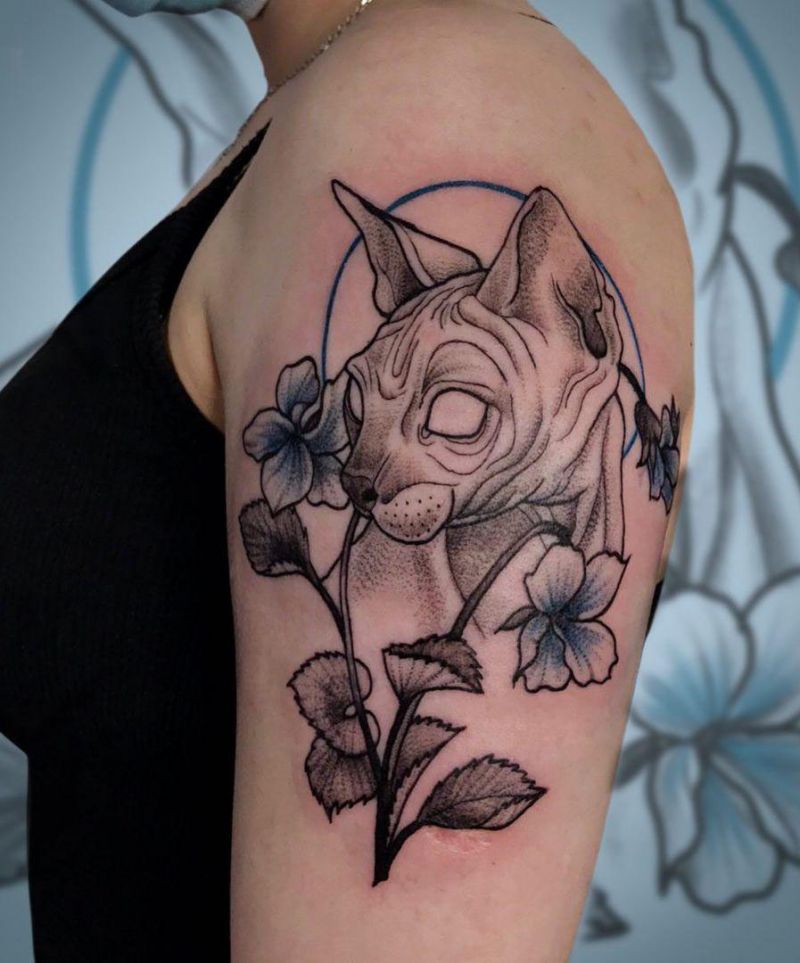 30 Pretty Sphinx Cat Tattoos to Inspire You