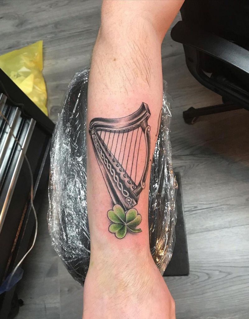 30 Pretty Harp Tattoos You Will Love