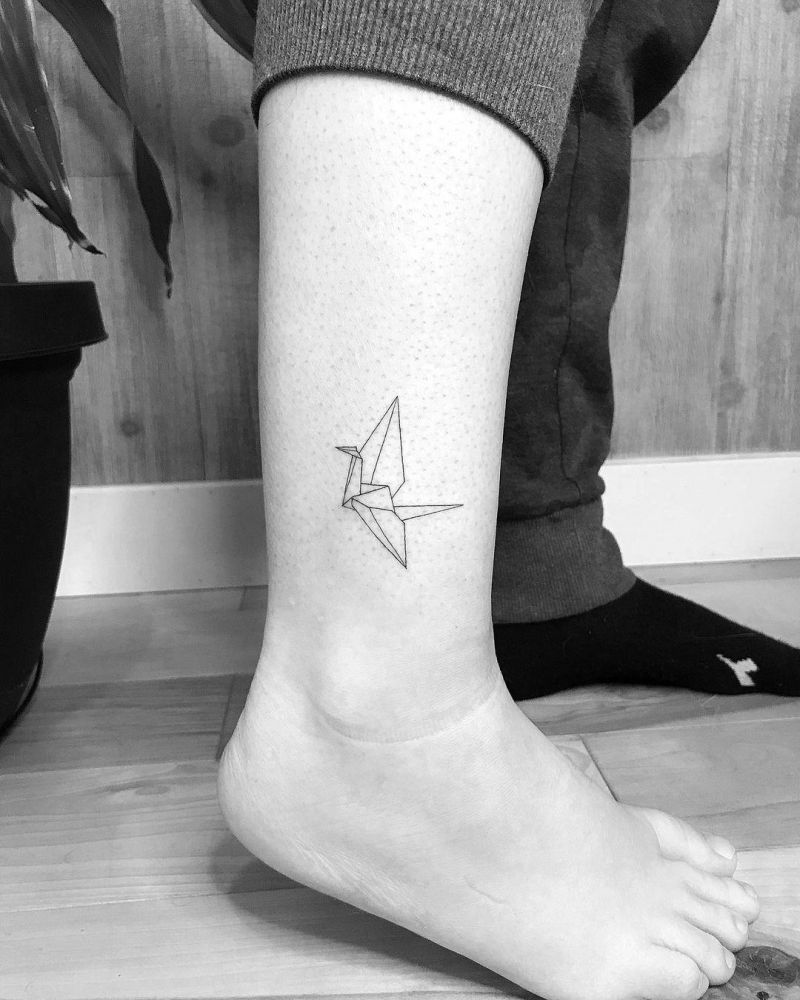 30 Pretty Paper Crane Tattoos Make Your Dream Come True