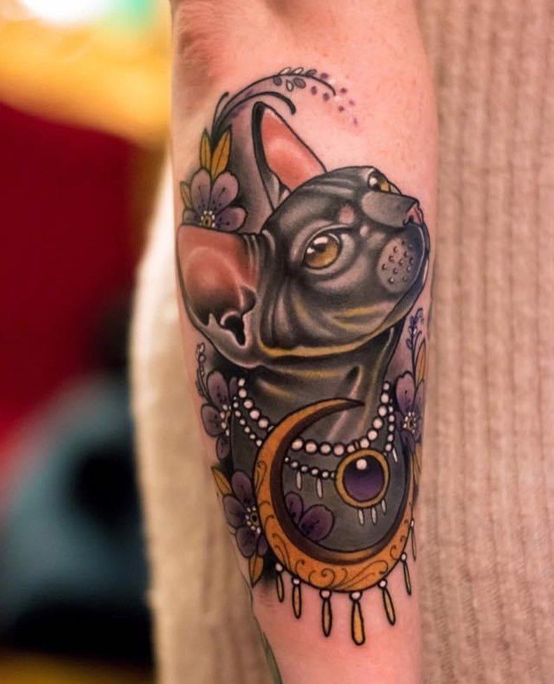 30 Pretty Sphinx Cat Tattoos to Inspire You