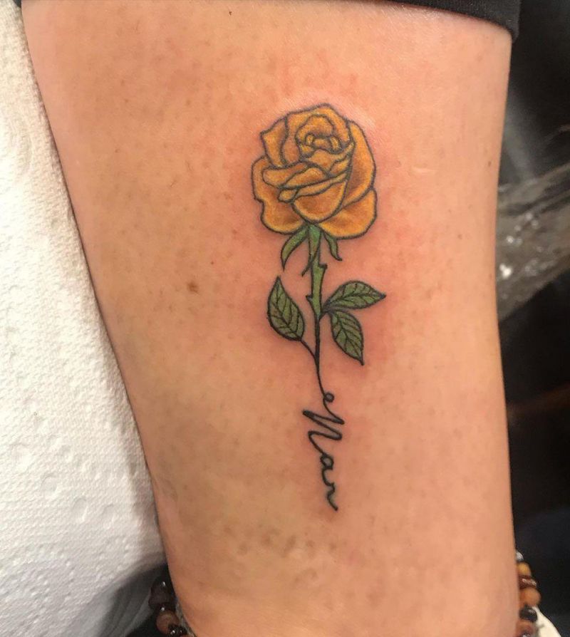 30 Pretty Yellow Rose Tattoos Make You Elegant and Beautiful