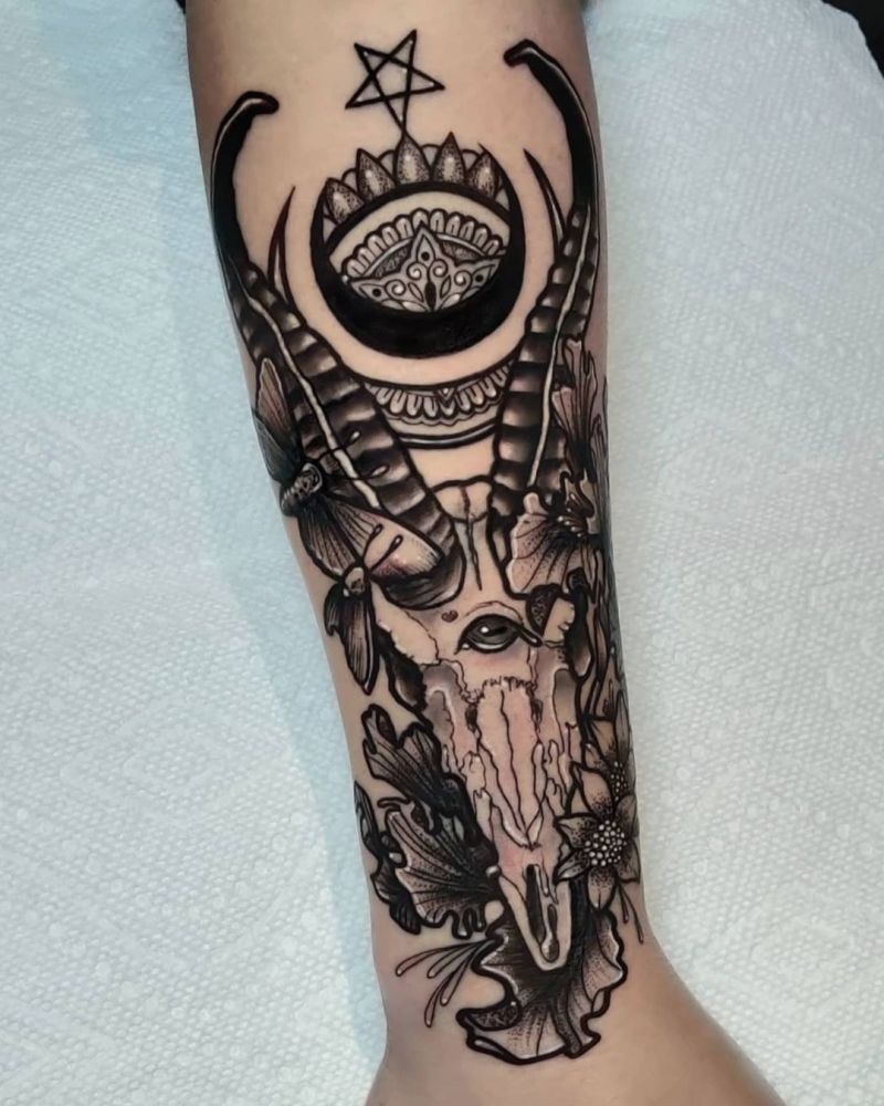 30 Pretty Goat Skull Tattoos You Must Try