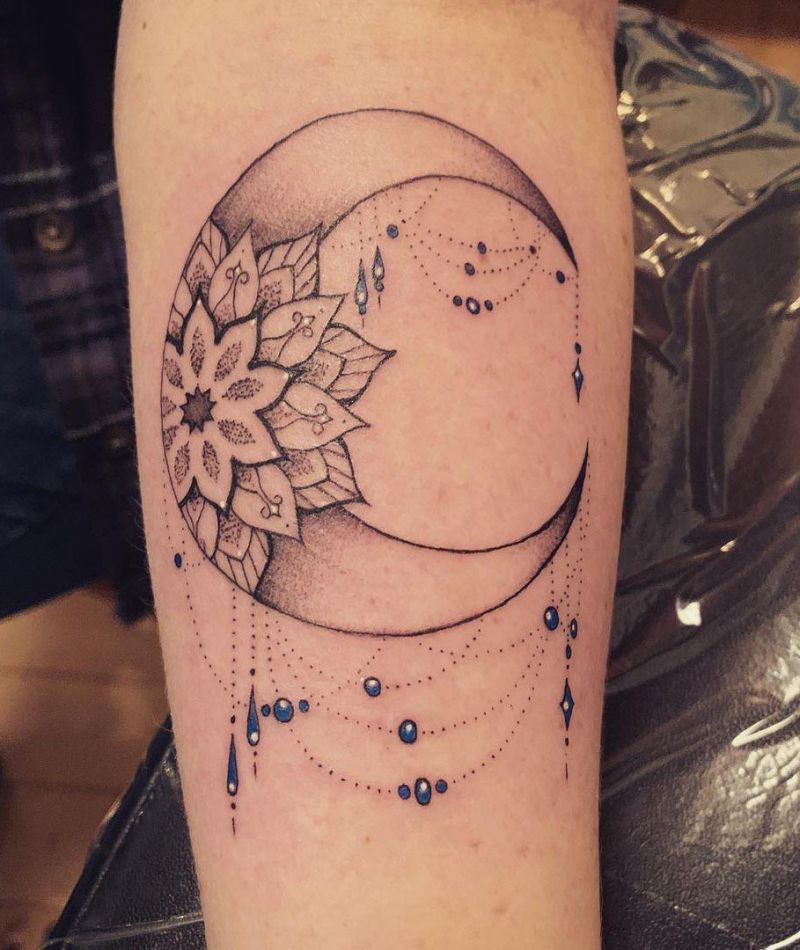 30 Pretty Mandala Moon Tattoos You Will Love