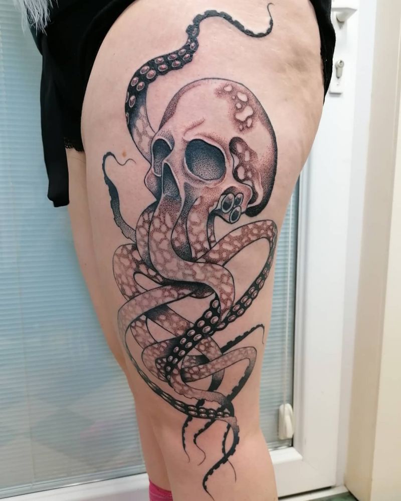 30 Pretty Octopus Skull Tattoos You Will Love