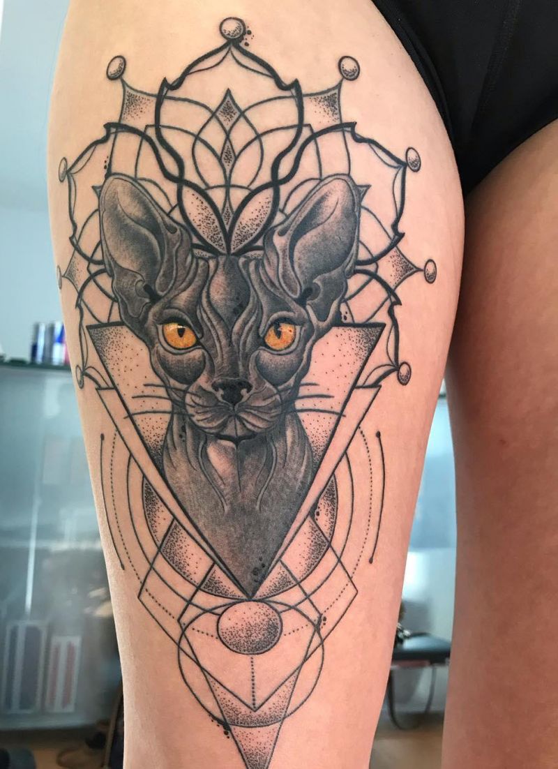 30 Pretty Sphinx Cat Tattoos to Inspire You