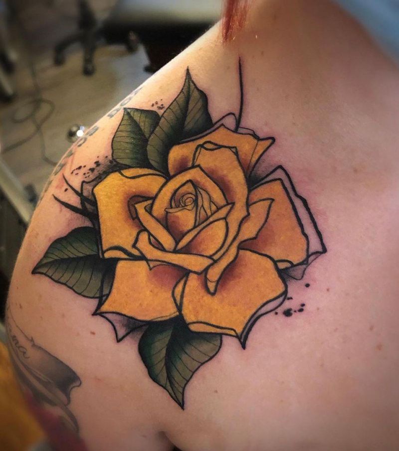 30 Pretty Yellow Rose Tattoos Make You Elegant and Beautiful