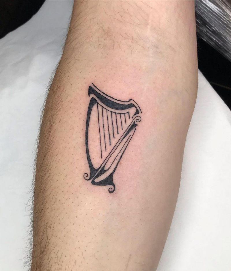 30 Pretty Harp Tattoos You Will Love