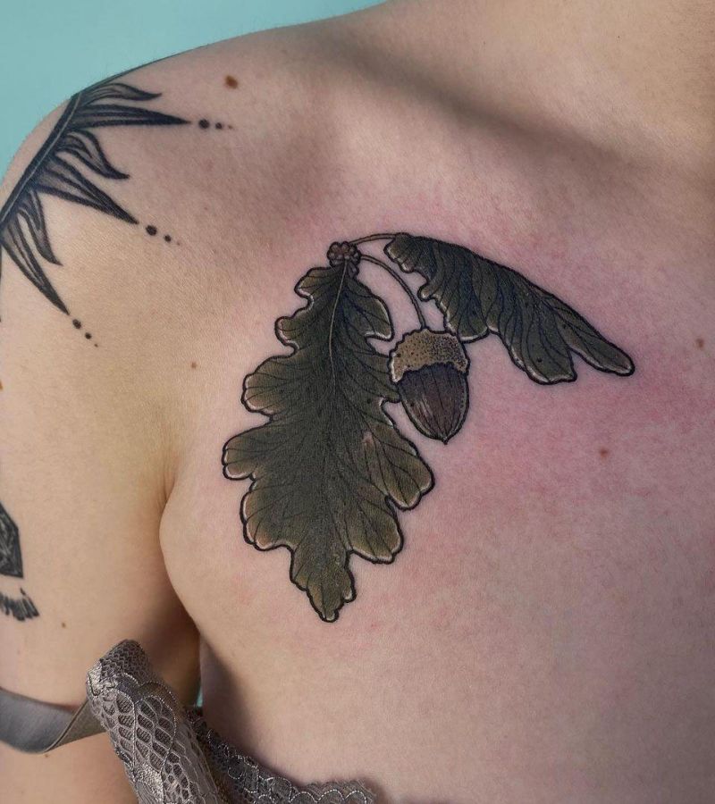 30 Pretty Oak Tattoos to Inspire You