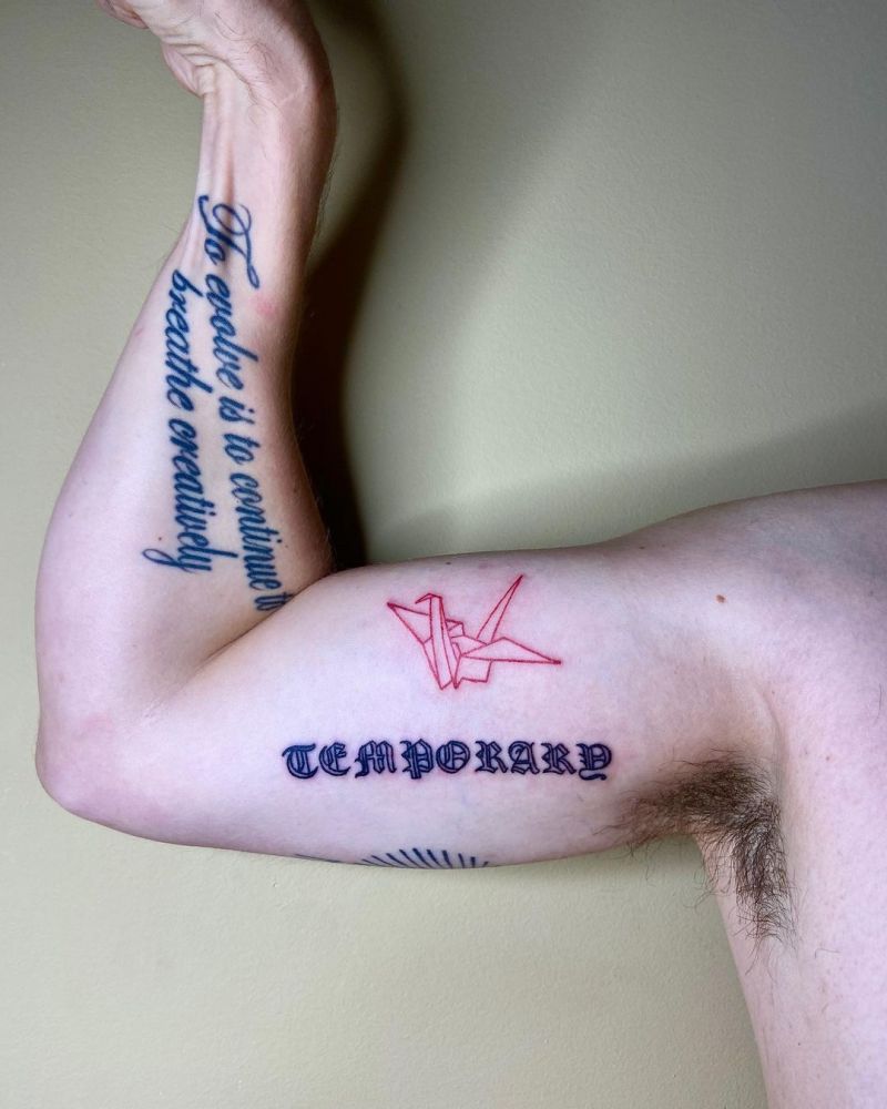 30 Pretty Paper Crane Tattoos Make Your Dream Come True